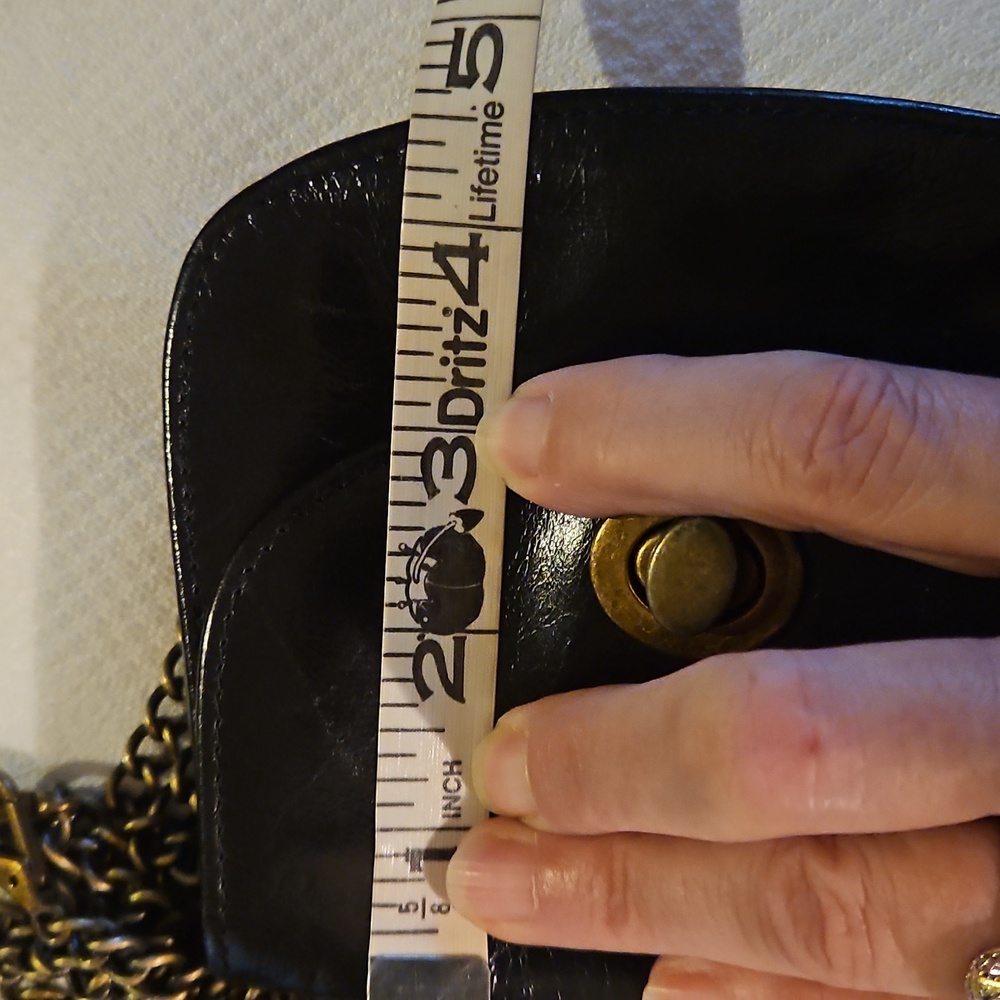 HOBO Black Leather Crossbody with Gold Chain and Turn-Lock - Picture 7 of 8
